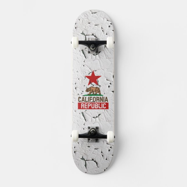 California Republic Peeling Paint Decor Skateboard (Front)