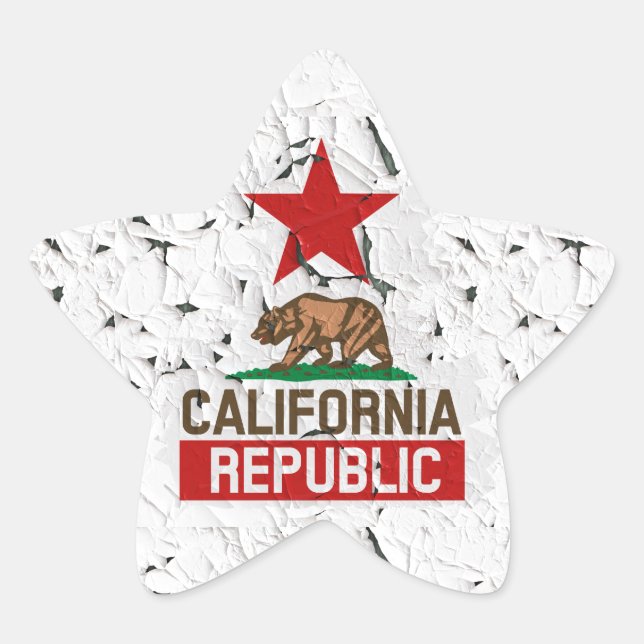 California Republic Peeling Paint Decor Star Sticker (Front)