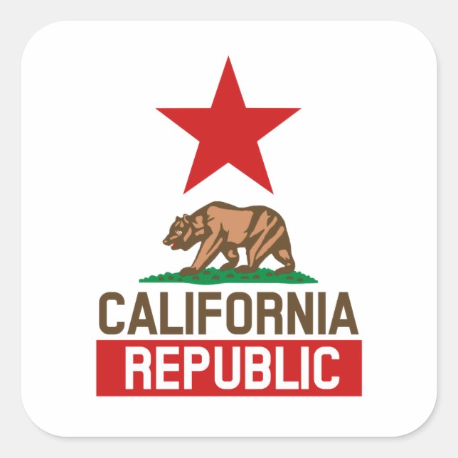 California Republic Square Sticker (Front)
