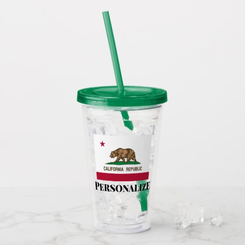 California Republic state flag acrylic tumbler cup