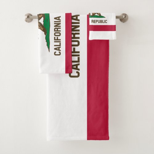 California Republic State Flag Bath Towel Set