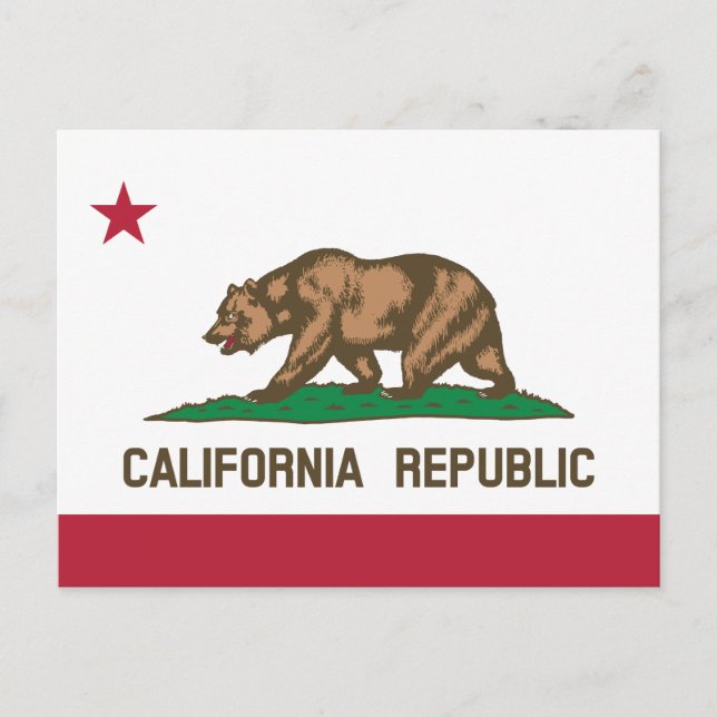 California Republic State Flag Bear Postcard (Front)