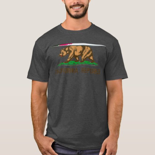 California Republic State Flag Bear Surfboard  T_Shirt