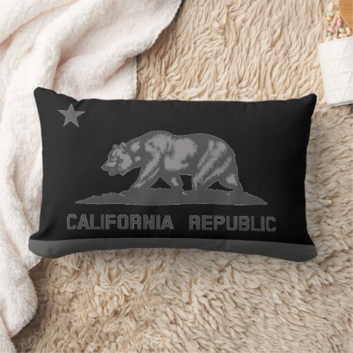 California Republic state flag black Lumbar Pillow
