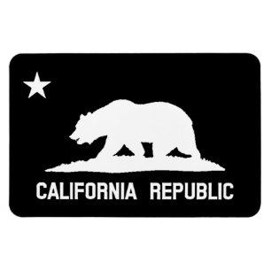 California Republic State Flag Black/White Magnet