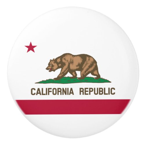 California Republic State Flag Ceramic Knob