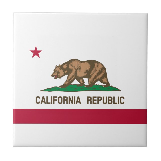 California Republic State Flag Ceramic Tile (Front)