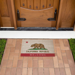 California Republic state flag coir fiber doormat