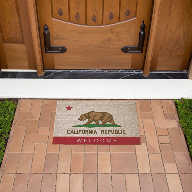 California Republic state flag coir fiber doormat (Insitu (Outdoor))