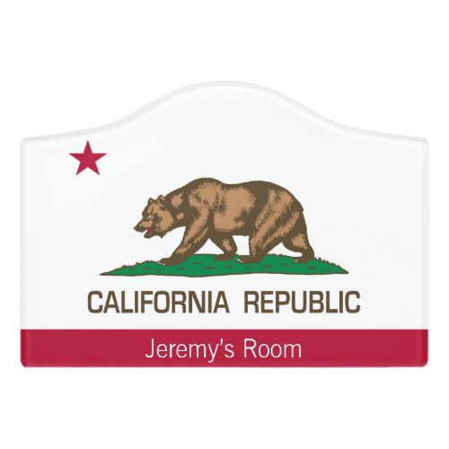 California Republic State Flag Custom Name Door Sign