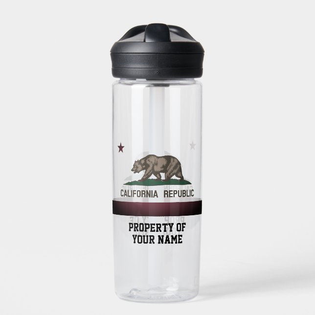 California Republic state flag custom water bottle (Front)