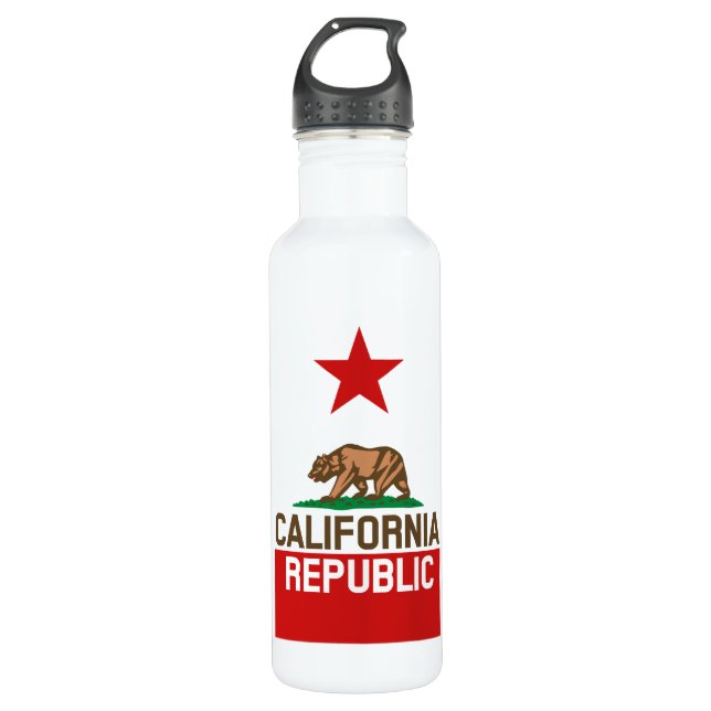 CALIFORNIA REPUBLIC State Flag Design Stainless Steel Water Bottle (Front)