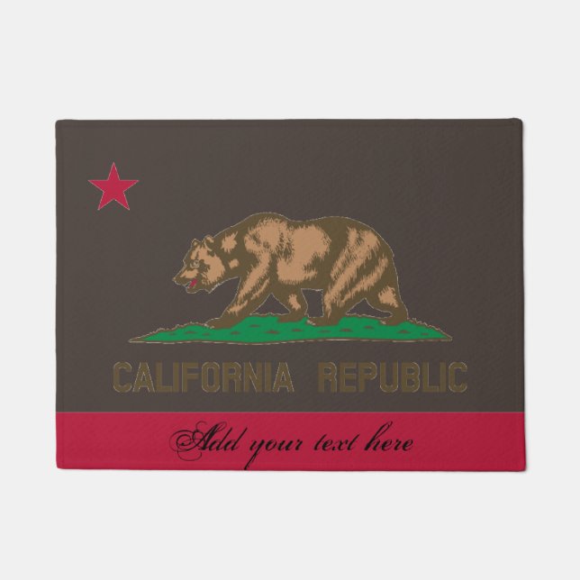 California Republic state flag door mat with bear (Front)