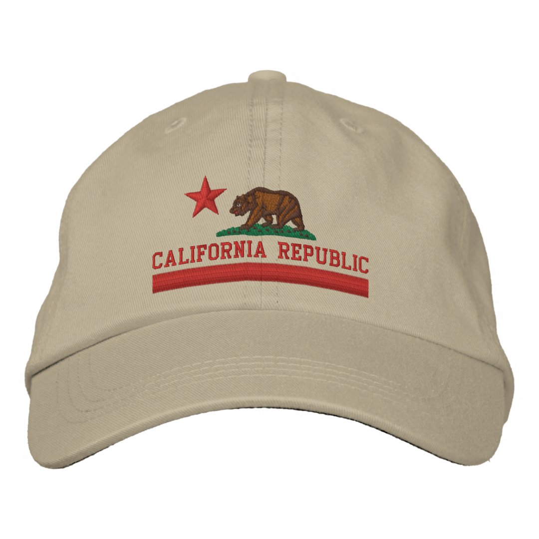 CALIFORNIA REPUBLIC State Flag Embroidered Cap | Zazzle