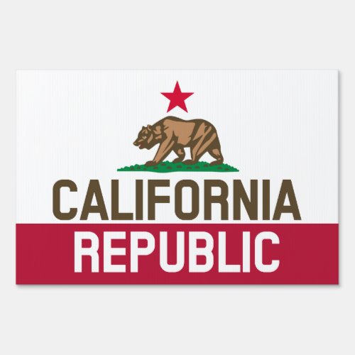 CALIFORNIA REPUBLIC State Flag Fitted Designs Yard Sign