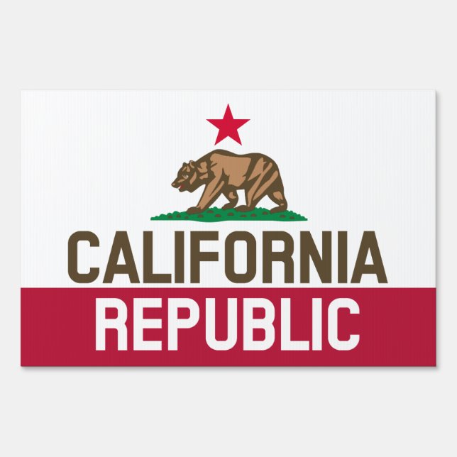 CALIFORNIA REPUBLIC State Flag Fitted Designs Yard Sign (Front)