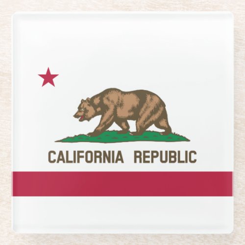California Republic State Flag Glass Coaster