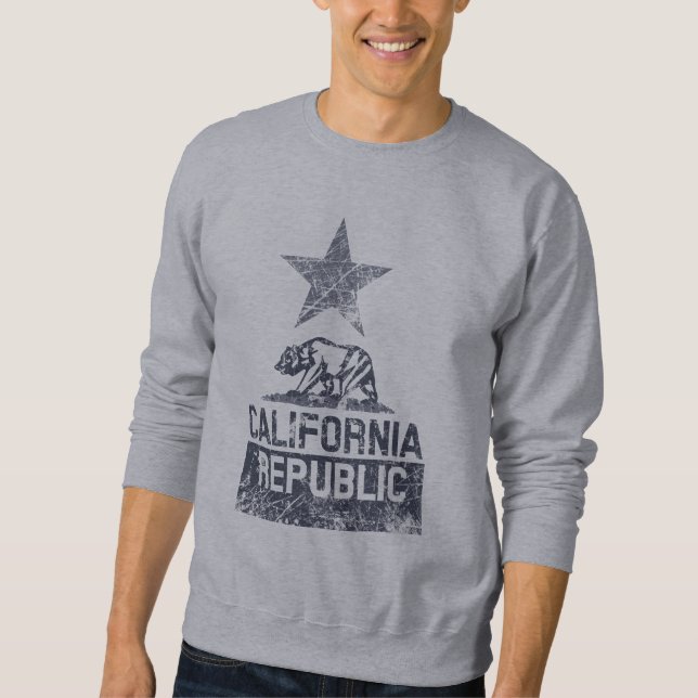 CALIFORNIA REPUBLIC State Flag Grunge Distressed Sweatshirt (Front)