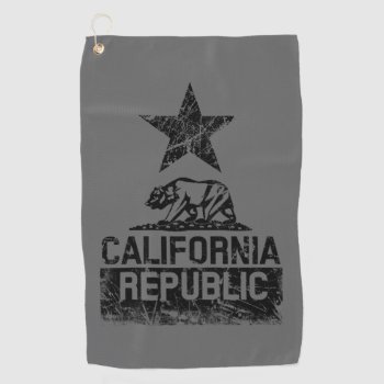 California Republic State Flag Grunge Style On A  Golf Towel by AmericanStyle at Zazzle
