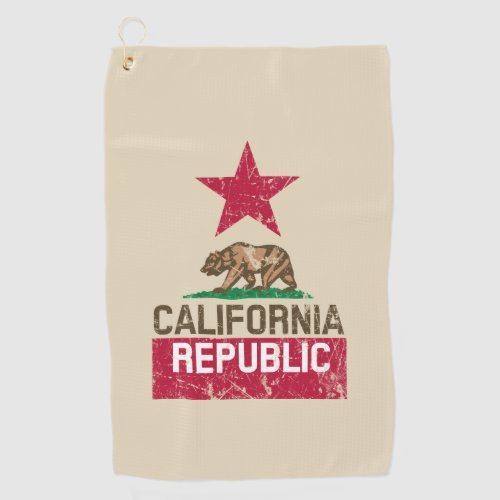 CALIFORNIA REPUBLIC State Flag Grunge Style on a  Golf Towel