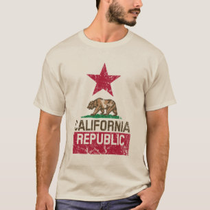 CALIFORNIA REPUBLIC State Flag Grunge Style T-Shirt
