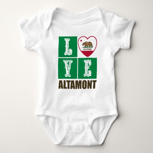 California Republic State Flag Heart Altamont Baby Bodysuit