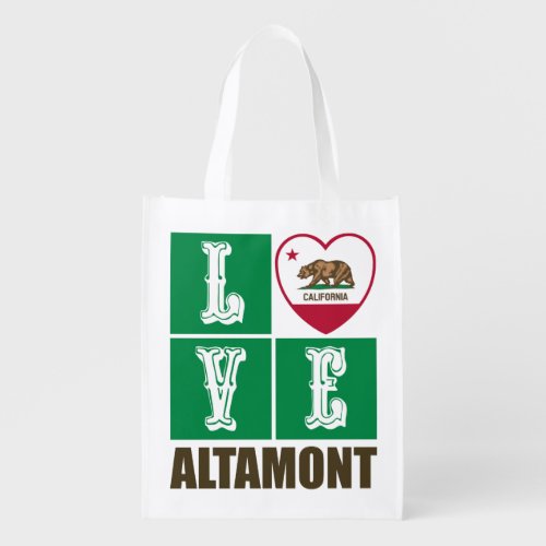 California Republic State Flag Heart Altamont Grocery Bag