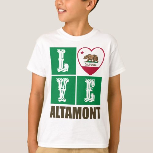 California Republic State Flag Heart Altamont T_Shirt