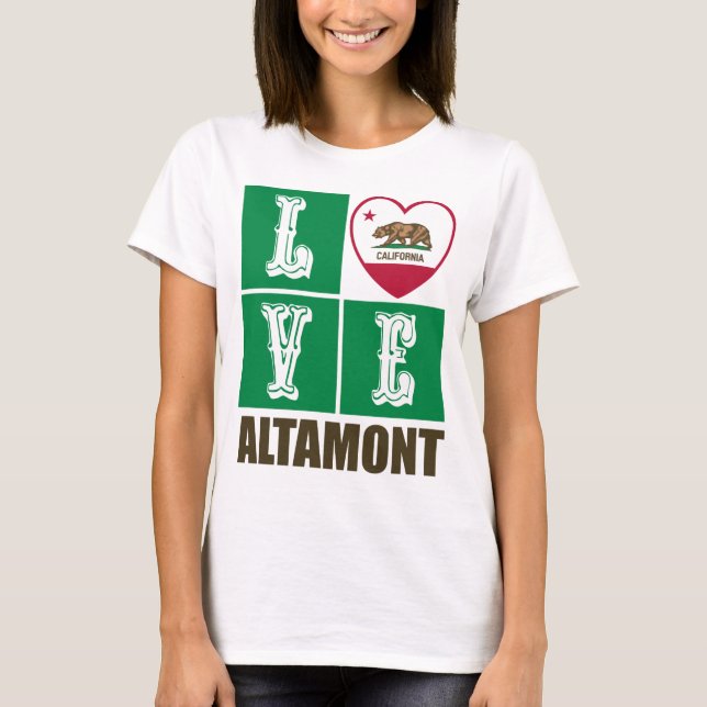 California Republic State Flag Heart Altamont T-Shirt (Front)