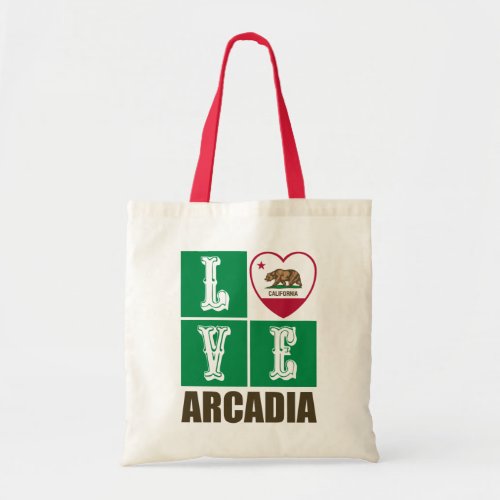 California Republic State Flag Heart Love Arcadia Tote Bag