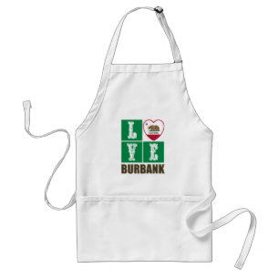 California Republic State Flag Heart Burbank Adult Apron