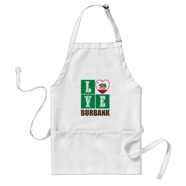 California Republic State Flag Heart Burbank Adult Apron (Front)