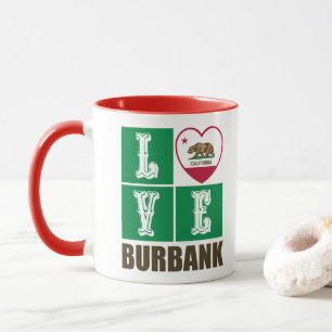California Republic State Flag Heart Burbank Mug