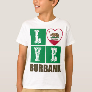 California Republic State Flag Heart Burbank T-Shirt