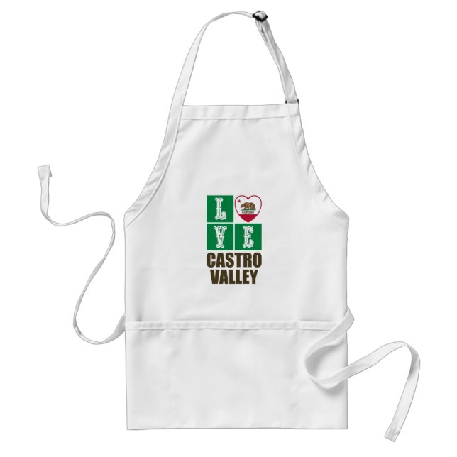 California Republic State Flag Heart Castro Valley Adult Apron (Front)