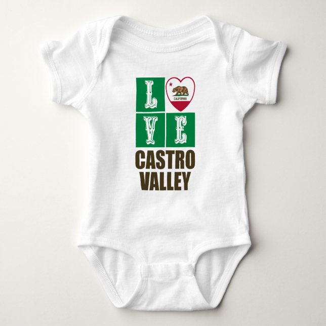 California Republic State Flag Heart Castro Valley Baby Bodysuit (Front)