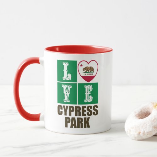 California Republic State Flag Heart Cypress Park Mug