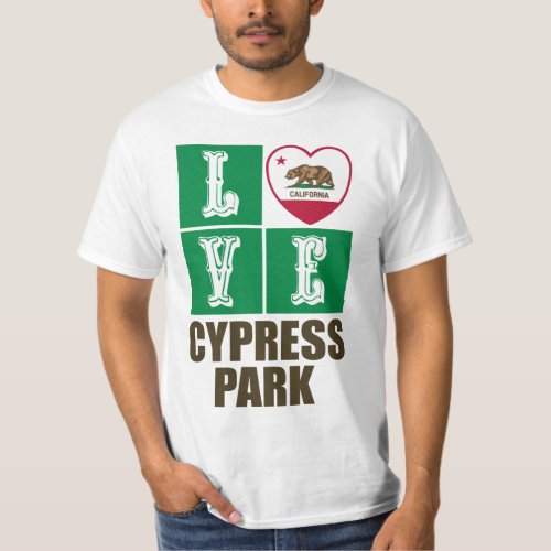 California Republic State Flag Heart Love Cypress Park T-Shirt