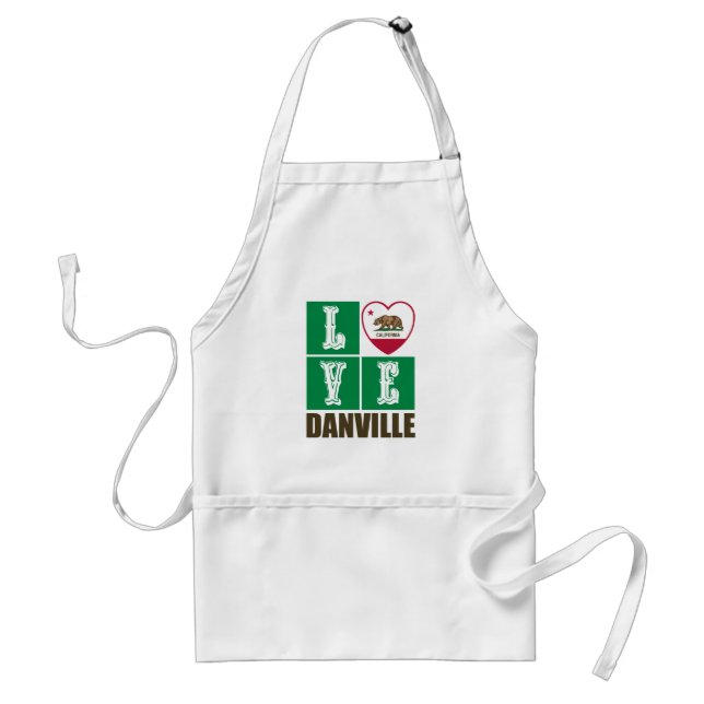 California Republic State Flag Heart Danville Adult Apron (Front)