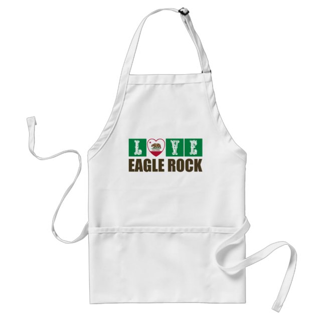 California Republic State Flag Heart Eagle Rock Adult Apron (Front)