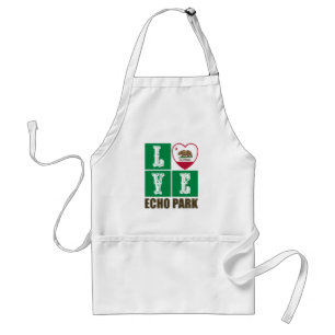 California Republic State Flag Heart Echo Park Adult Apron