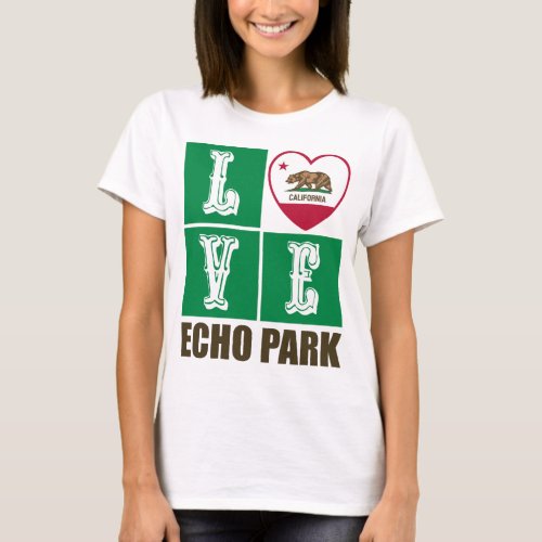California Republic State Flag Heart Love Echo Park T-Shirt
