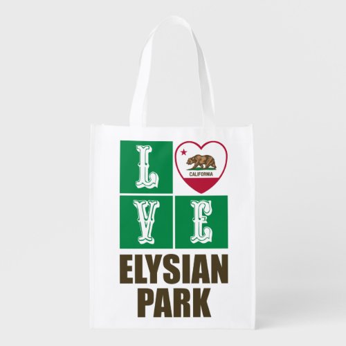 California Republic State Flag Heart Elysian Park Grocery Bag