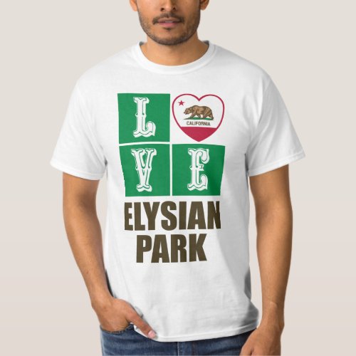 California Republic State Flag Heart Love Elysian Park T-Shirt