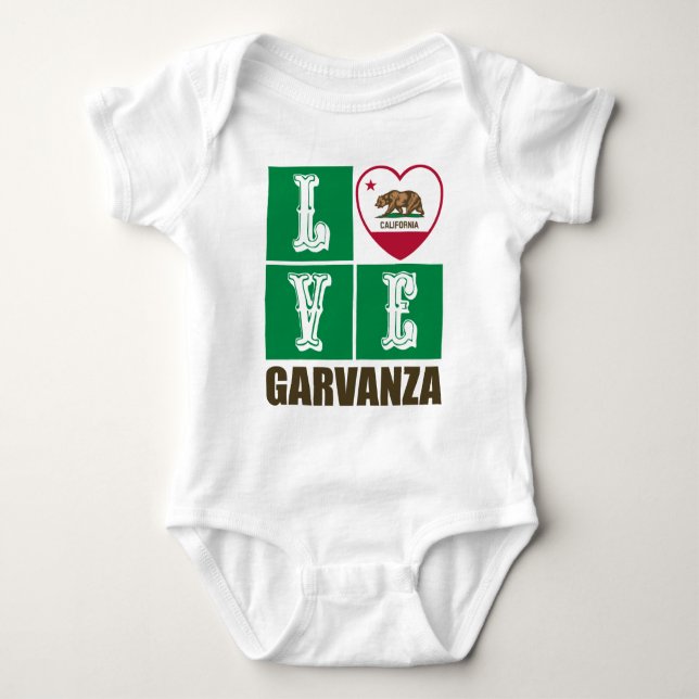 California Republic State Flag Heart Garvanza Baby Bodysuit (Front)