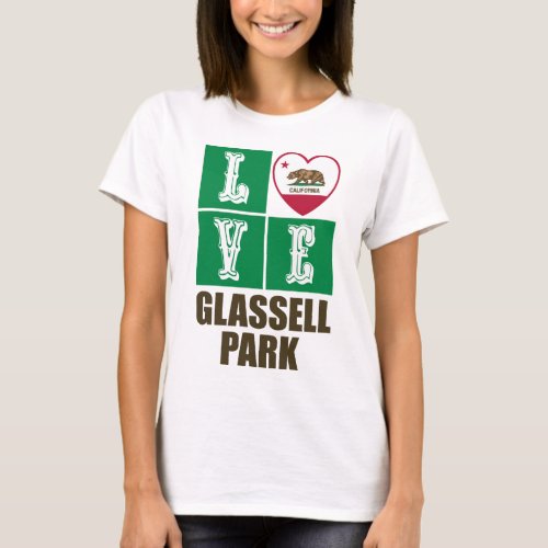 California Republic State Flag Heart Love Glassell Park T-Shirt