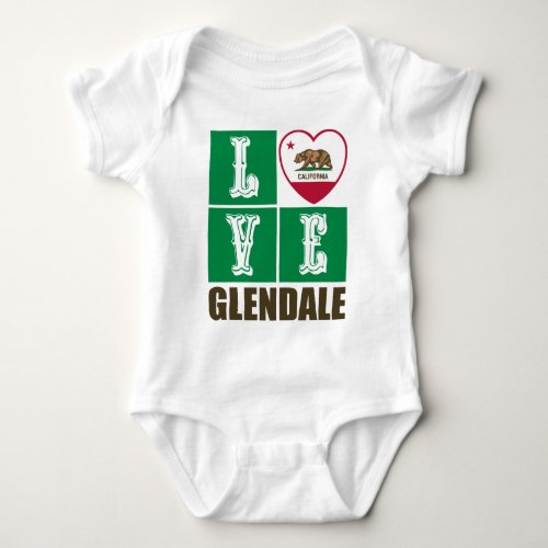 California Republic State Flag Heart Glendale Baby Bodysuit