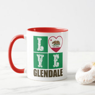 California Republic State Flag Heart Glendale Mug