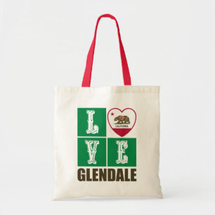 California Republic State Flag Heart Glendale Tote Bag