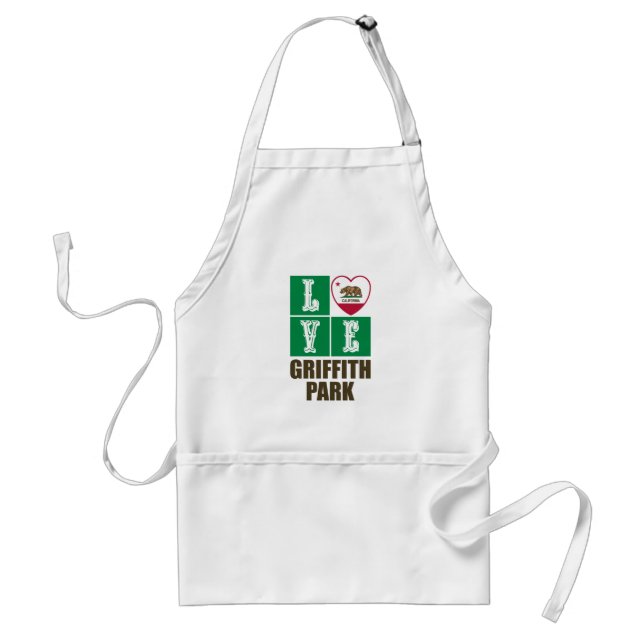 California Republic State Flag Heart Griffith Park Adult Apron (Front)